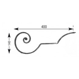 fer forgé Volute à noyaux HAUTEUR 140 mm x 400 mm LARGEUR Plat 18x8 - Ref BPV2