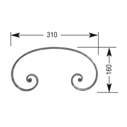 fer forgé Volute à noyaux forgés fer plat HAUTEUR 160 mm x 310 mm LARGEUR Plat 18x6 - Ref VP3M18X6