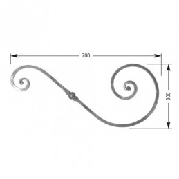 fer forgé Volute à noyaux forgés fer carré HAUTEUR 300 mm x 700 mm LARGEUR Carré 14x14 - Ref VC6-14