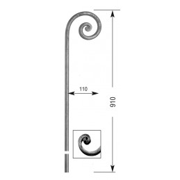 fer forgé Volute à former HAUTEUR 910 mm x 110 mm LARGEUR Rond 14 - Ref VF301-R14