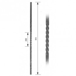 fer forgé Barreau de balcon HAUTEUR 910 mm Carré 14x14 - Ref T1M-14-910