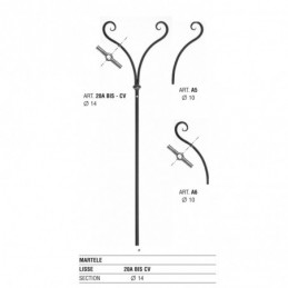 fer forgé Barreau forgé HAUTEUR 910 mm x 240 mm LARGEUR Barreau rond 14 arcades rond 10 - Ref 20ABISCV