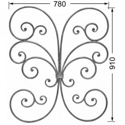 fer forgé Panneau décoratif HAUTEUR 910 mm x 780 mm LARGEUR Rond 12 - Ref PANV5-12-910