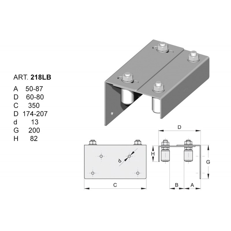fer forgé Guide supérieur réglable  - Ref 218LB