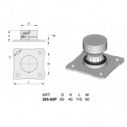 fer forgé Pivot inférieur avec platine  - Ref 265-60P