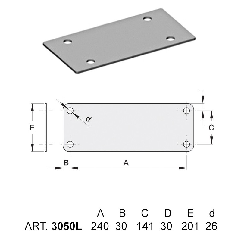 fer forgé Plaque de fixation Série 3000  - Ref 3050L