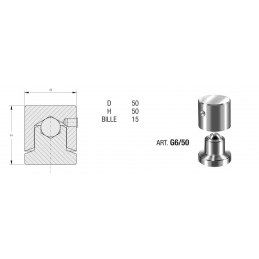 fer forgé Pivot inférieur à souder avec bille Diamètre 50 - Ref G6-50