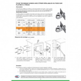 fer forgé Gond réglable sur platine  - Ref GOND3-35