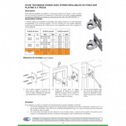 fer forgé Gond réglable sur platine  - Ref GOND3-40