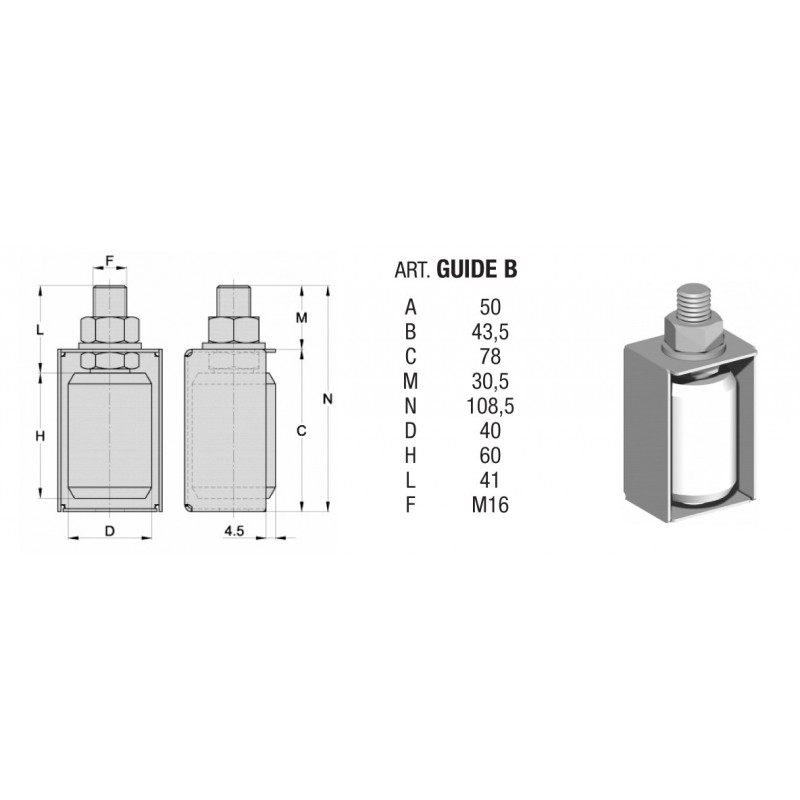 fer forgé Roue de guidage nylon avec protection  - Ref GUIDE-B