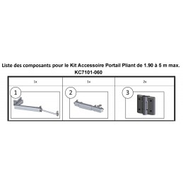 fer forgé Kit Portail pivotant bifolding 90 tub. max 60 mm  - Ref KC7101-060