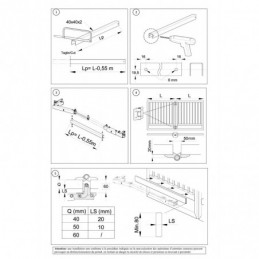 fer forgé Kit Portail pivotant bifolding 90 tub. max 60 mm  - Ref KC7101-060