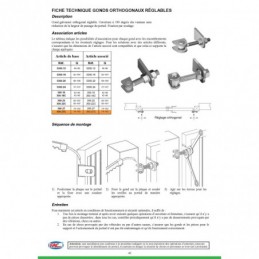 fer forgé Gond orthogonal réglable avec plaque  - Ref VC3201-C27