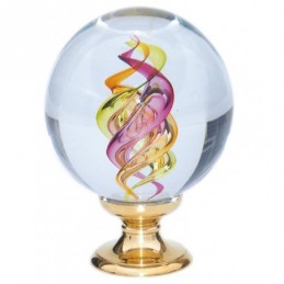 fer forgé Boule de départ de rampe verre BOULE DIAMETRE 100 mm - Base diamètre 45 mm - Ref BVM