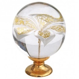fer forgé Boule de départ de rampe verre BOULE DIAMETRE 100 mm - Base diamètre 45 mm - Ref BVORW