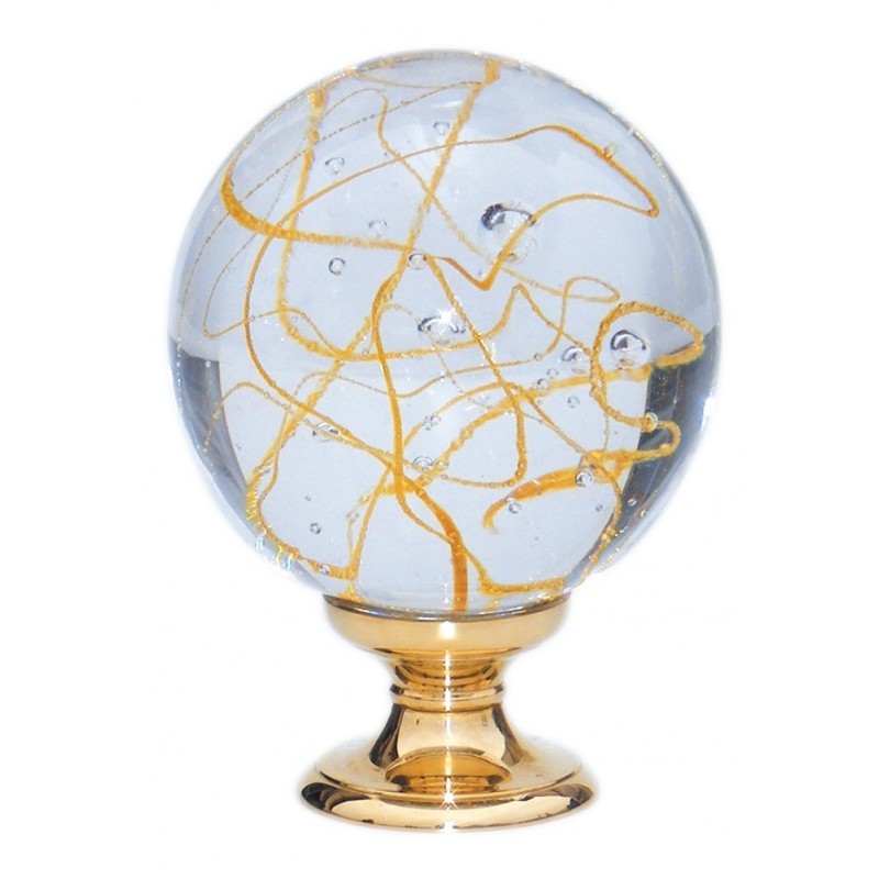 fer forgé Boule de départ de rampe verre BOULE DIAMETRE 100 mm - Base diamètre 45 mm - Ref BVP