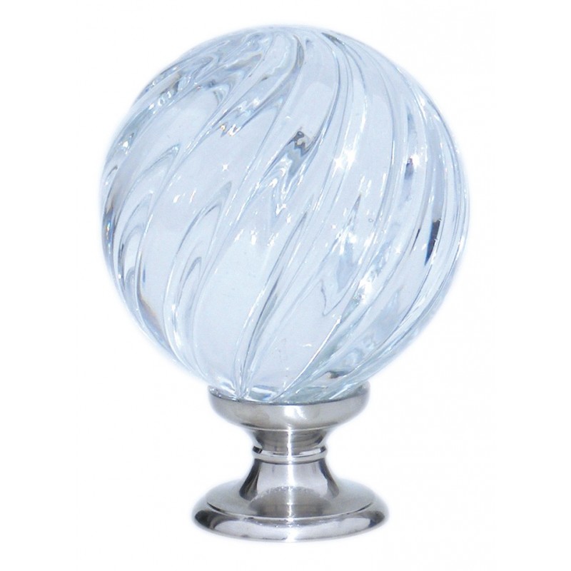 fer forgé Boule de départ de rampe verre BOULE DIAMETRE 100 mm - Base diamètre 45 mm - Ref BVV