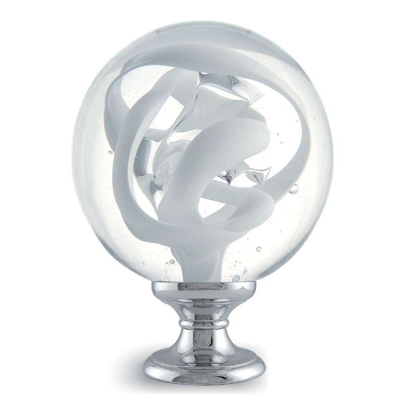 fer forgé Boule de départ de rampe verre BOULE DIAMETRE 100 mm - Base diamètre 45 mm - Ref BVZ