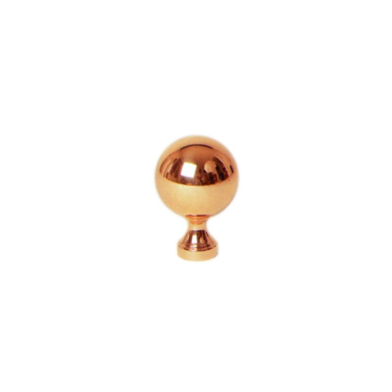 fer forgé Boule laiton HAUTEUR 68 mm - BOULE DIAMETRE 45 mm - Base diamètre 28 - Filetage M8 - Ref BL45