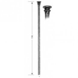 fer forgé Montant fort HAUTEUR 1100 mm Carré 25x25 - Ref MT32AM-25-1100