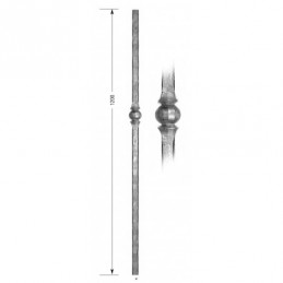 fer forgé Montant fort HAUTEUR 1200 mm Carré 25x25 - Ref MT21-25-1200