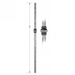 fer forgé Montant fort HAUTEUR 1200 mm Carré 25x25 - Ref MT23-25-1200