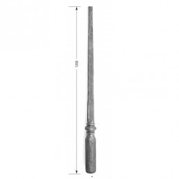 fer forgé Montant fort HAUTEUR 1200 mm Base rond 65 vers carré 22x22 - Ref MT40-1200