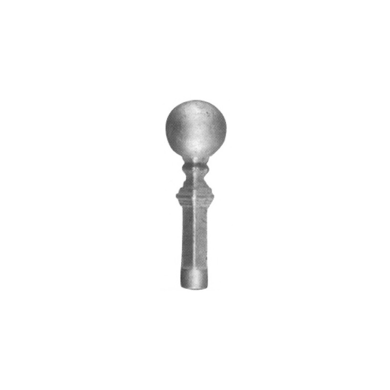 fer forgé Boule de départ de rampe estampée HAUTEUR 125 mm - boule diamètre 40 mm - base diamètre 18 mm - Ref P11