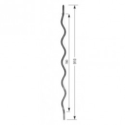 fer forgé Barreau de balcon HAUTEUR 910 mm Carré 14x14 - Ref 7L-14-910