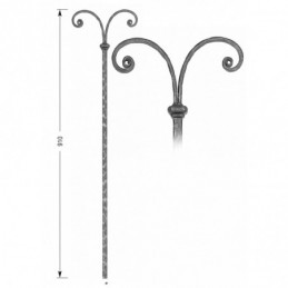 fer forgé Barreau forgé HAUTEUR 910 mm - arcades L. 110 mm Barreau carré 14x14 arcades plat 14x6 - Ref 24ABIS-14-910
