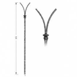 fer forgé Barreau forgé HAUTEUR 910 mm - arcades L. 110 mm Barreau carré 14x14 arcades plat 14x6 - Ref 32ABIS-14-910