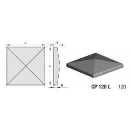 fer forgé Chapeau de piliers LARGEUR 120 mm x 120 mm LONGUEUR - Ref CP120L