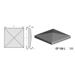 fer forgé Chapeau de piliers LARGEUR 150 mm x 150 mm LONGUEUR - Ref CP150L