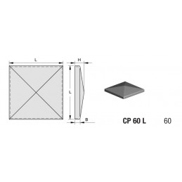 fer forgé Chapeau de piliers LARGEUR 60 mm x 60 mm LONGUEUR - Ref CP60L