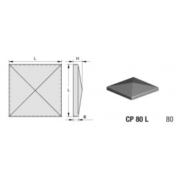 fer forgé Chapeau de piliers LARGEUR 80 mm x 80 mm LONGUEUR - Ref CP80L