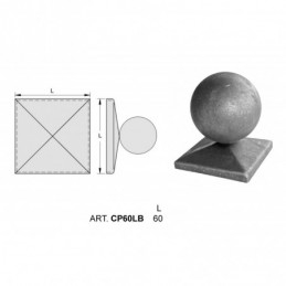 fer forgé Chapeau de piliers LARGEUR 60 mm x 60 mm LONGUEUR - Ref CP60LB