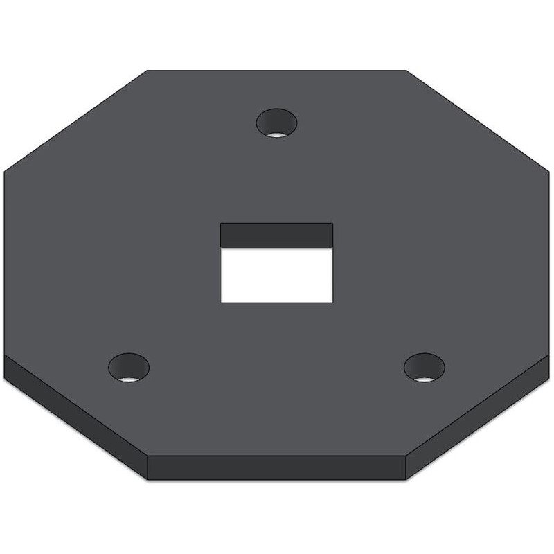 fer forgé Platine de fixation octogonale PLATINE 80 X 80 mm PERCEE CARRE 16,5x16,5 mm ép. 6 mm + 3 trous diam. 6 mm - Ref PLO...