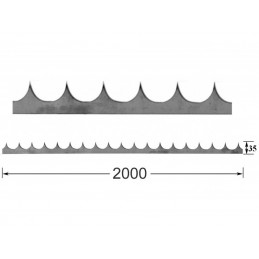 fer forgé Bordure défensive HAUTEUR 35 mm x 2000 mm LONGUEUR x 3 mm EPAISSEUR - Ref BORD2