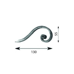 fer forgé Volute à noyaux forgé en fer plat 14X6 lisse - HAUTEUR 55 mm x LARGEUR 130 mm - Ref V212L14X6