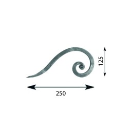 fer forgé Volute à noyaux forgé en fer lisse carré 14x14 - HAUTEUR 125 mm x LARGEUR 250 mm - Ref VC18-14