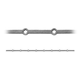 fer forgé Traverse à trous renflés à chaud sur mesure HAUTEUR 1200 mm tableau Carré 16x16 passage Carré 14x14 - Ref TR1-16-14...