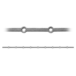 fer forgé Traverse à trous renflés à chaud sur mesure HAUTEUR 1300 mm tableau Carré 16x16 passage Carré 14x14 - Ref TR1-16-14...