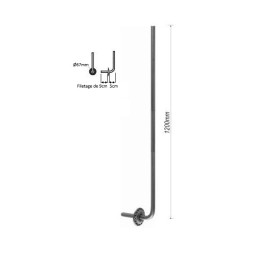 fer forgé Barreau forgé 1200 mm Rond 16 - Ref RL16CS