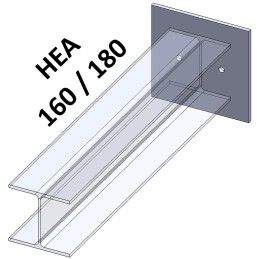 Platine acier HEA 252x260x10 mm - 2 trous D.14 mm-Ref. PLHEA252x260-10