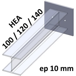 Platine acier HEA 214x220x10 mm - 2 trous D.14 mm-Ref. PLHEA214x220-10