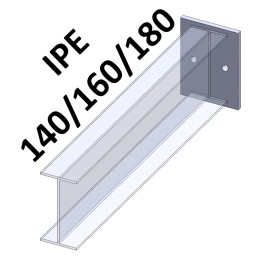 Platine acier IPE 180x131x10 mm-2 trous D.14 mm-Ref. PLIPE180x131-10