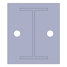 Platine acier IPE 120x104x10 mm-2 trous D.14 mm-Ref. PLIPE120x104-10