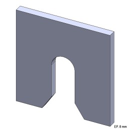 Platine à encoche acier Ø25 mm - 100x100x8 mm - Ref. PLENC25-8