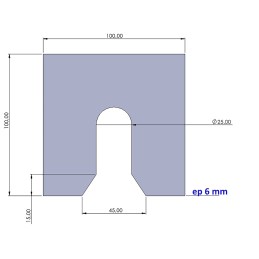 Platine Platine à encoche acier Ø25 mm - 100x100x6 mm - Ref. PLENC25-6