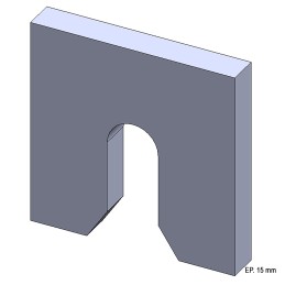 Platine à encoche acier Ø25 mm - 100x100x15 mm - Ref. PLENC25-15